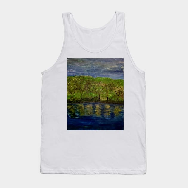 lake with trees around reflecting into the lake Tank Top by kkartwork